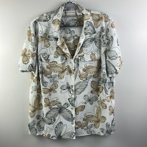 Woman’s short sleeve blouse with butterflies size 16 Alfred Dunner